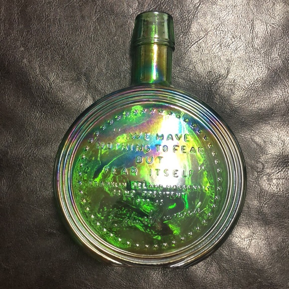 Wheaton 1st Ed. President FRANKLIN DELANO ROOSEVELT Green Glass Bottle Rare - Picture 10 of 14